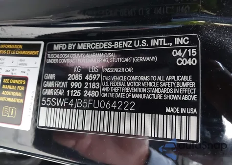 2015 Mercedes-Benz C 300 Luxury/Sport from USA, damaged, VIN 55SWF4JB5FU064222